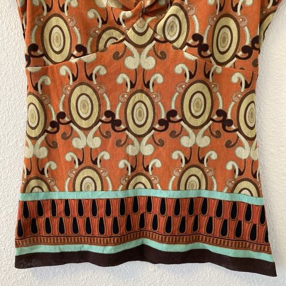 Nicole By Nicole Miller Womens Top Orange Brown Y2K Style Lined Chic Size Small - Picture 5 of 16